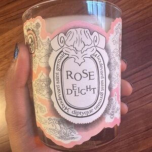 diptyque Rose Delight Candle with Pink and White Label